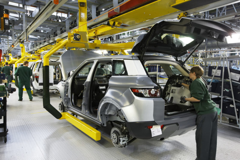 Production line for the Evoque at the Jaguar Land Rover factory in Halewood