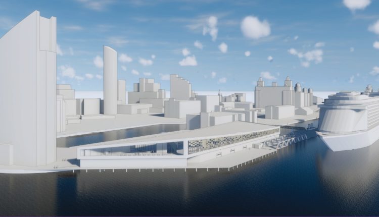 Liverpool Cruise Terminal – sloping roof design – CGI